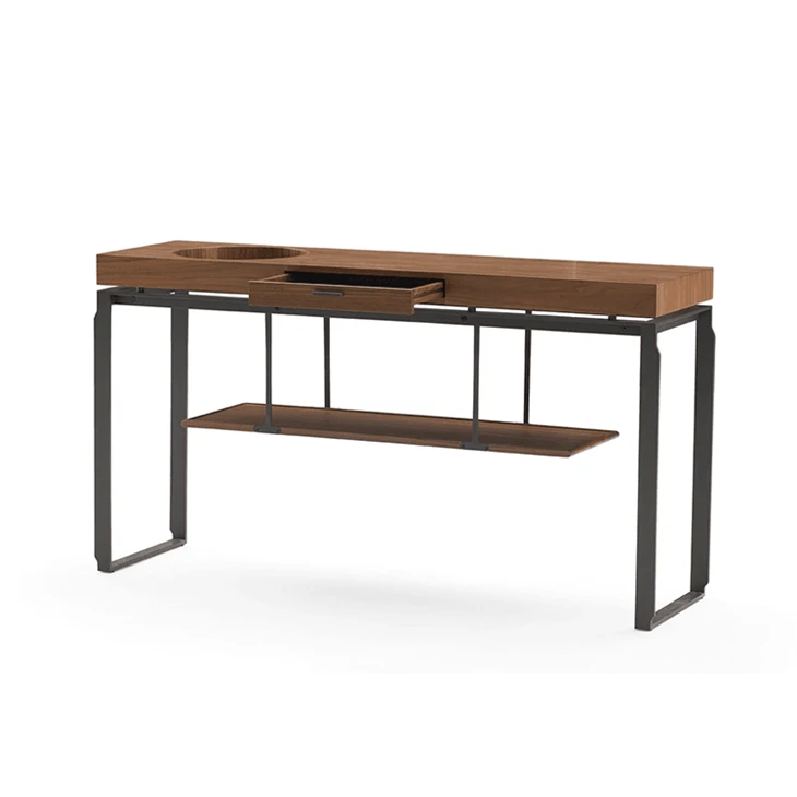 Black Metal And Wood Console Table